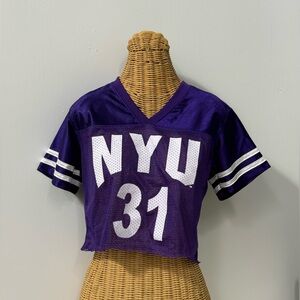 Holloway NYU 31 Cropped Purple Graphic Jersey Game Day Y2K Juniors Large